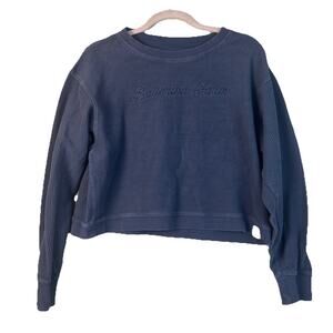Ballerina Farm Sweatshirt Ribbed Crewneck Cropped Navy Blue 100% Cotton Unwind